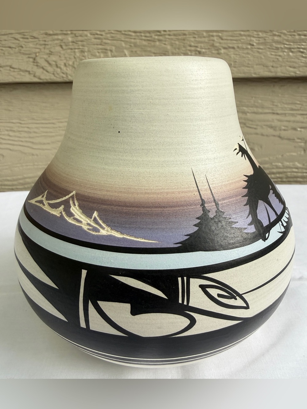 Native American Hand Painted Pottery Cowboy Horse Vase Signed Randy Navajo 6” - Picture 5 of 11